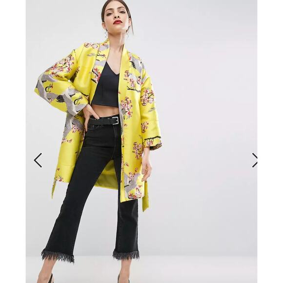 TopShop Yellow Floral Kimono Robe Blogger Favorite - Picture 1 of 7
